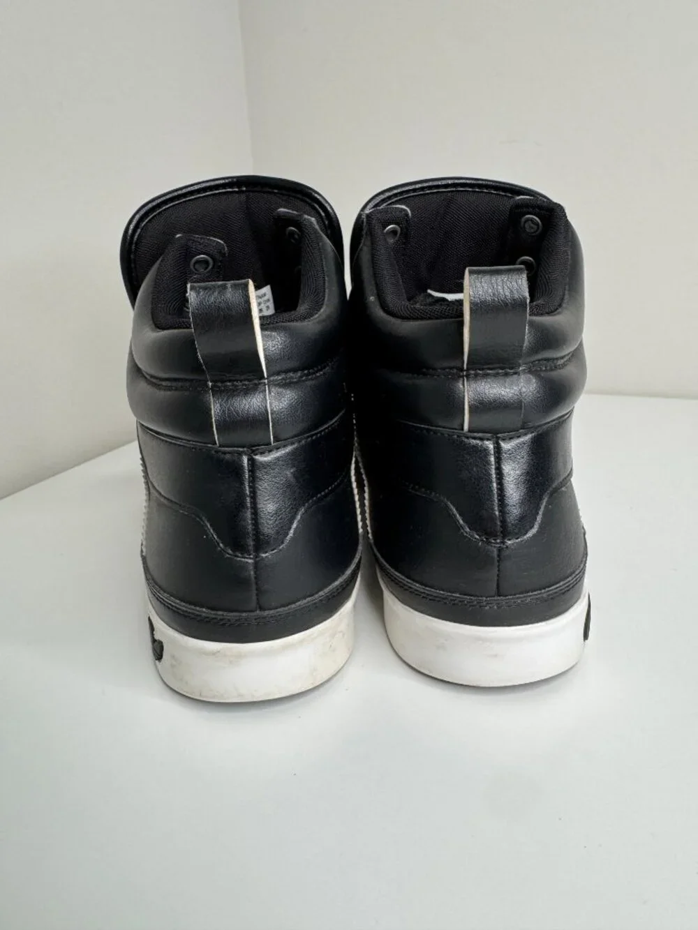 Adidas Originals Black Leather High Top Lace Up Sneakers Mens 10.5 Trefoil Tongu